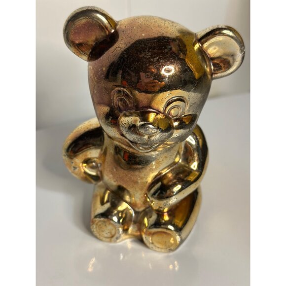 VTG 90s Selandia Brass Teddy Bear Figurine 5" MCM Retro Coin Bank Decor - Picture 2 of 7